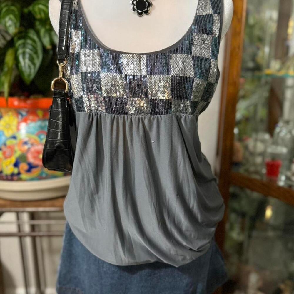 Y2k vanity gray sequin babydoll